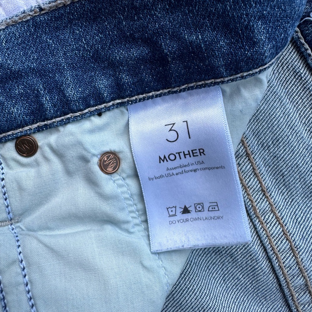 MOTHER Women's Medium Blue Straight Jeans - Picture 4 of 10